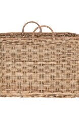 Await Large Square Rattan Basket w/handles