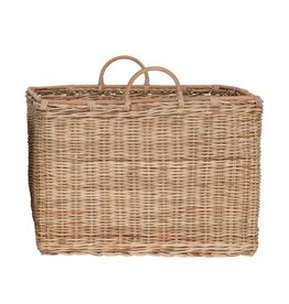 Await Large Square Rattan Basket w/handles
