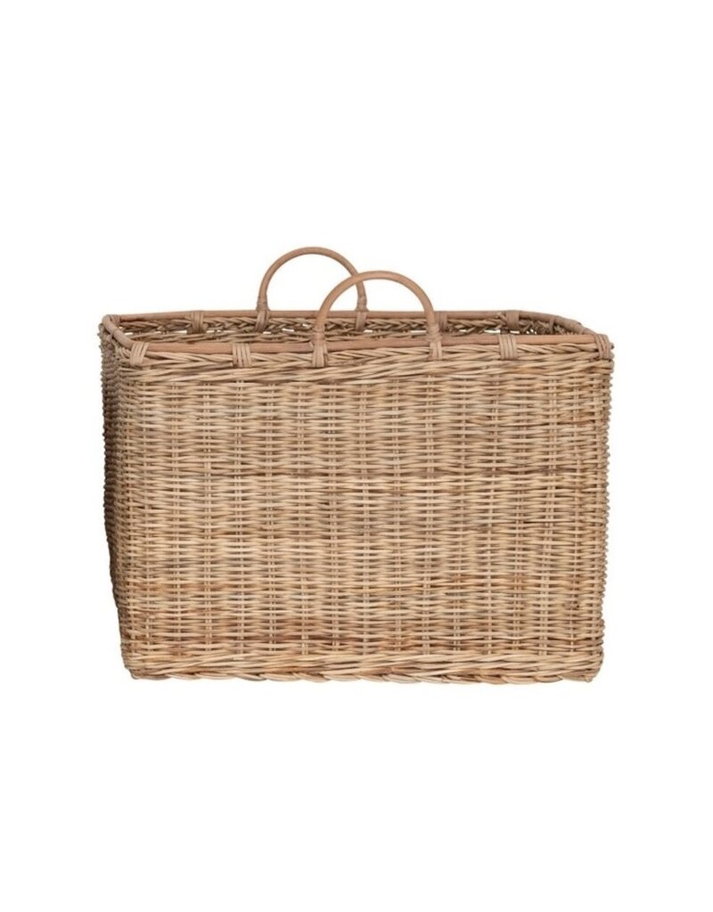 Await Large Square Rattan Basket w/handles