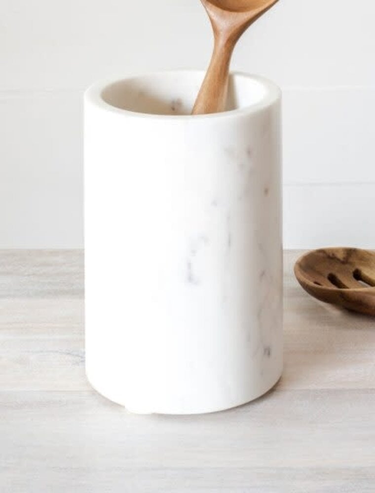 PD Home Marble Utensil Holder, White
