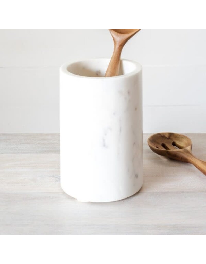 PD Home Marble Utensil Holder, White