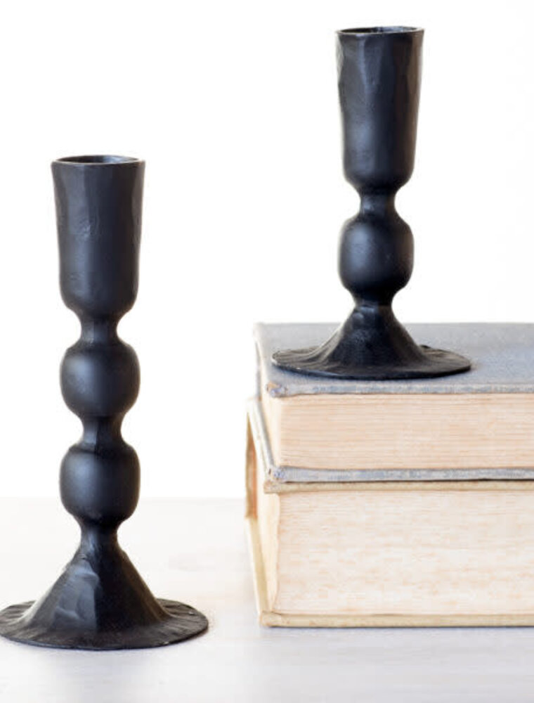 PD Home Set of 2 Candle Holders, Black