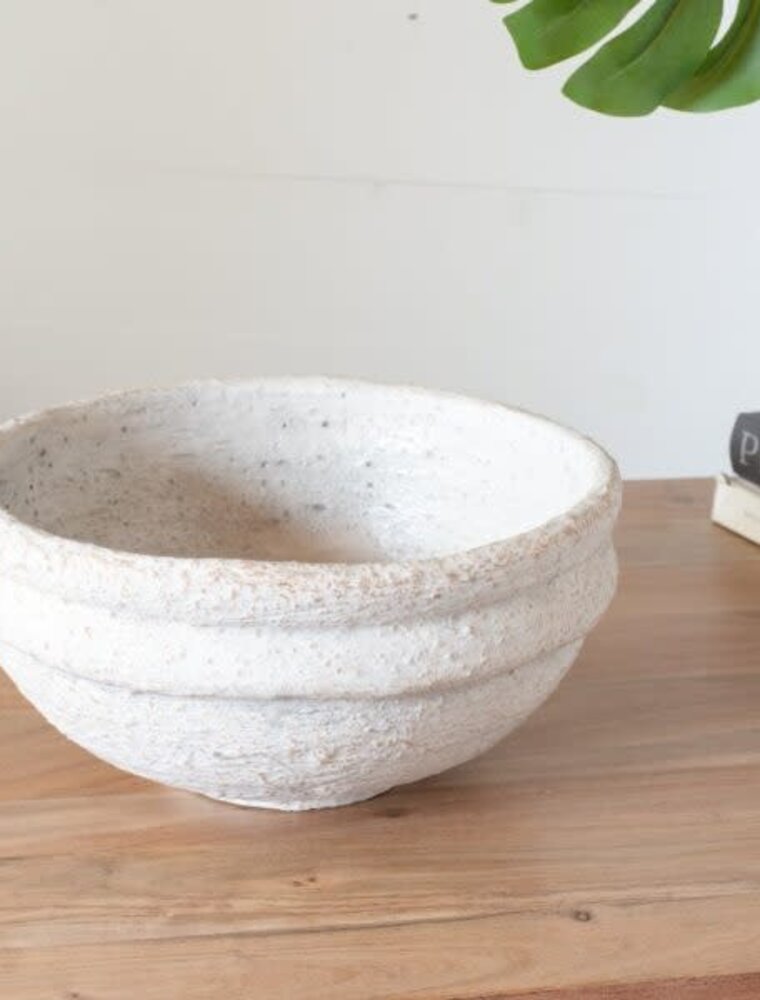 PD Home 12" Terra Cotta Bowl, White