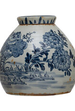 Collected Notions Blue & White Stoneware Ginger Jar