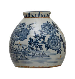 Collected Notions Blue & White Stoneware Ginger Jar