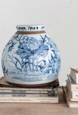 Collected Notions Blue & White Stoneware Ginger Jar