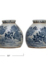 Collected Notions Blue & White Stoneware Ginger Jar