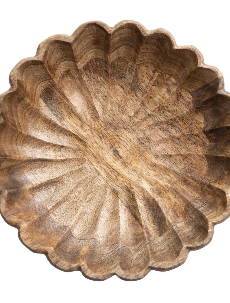 Heirloom Mango Wood Scalloped Bowl