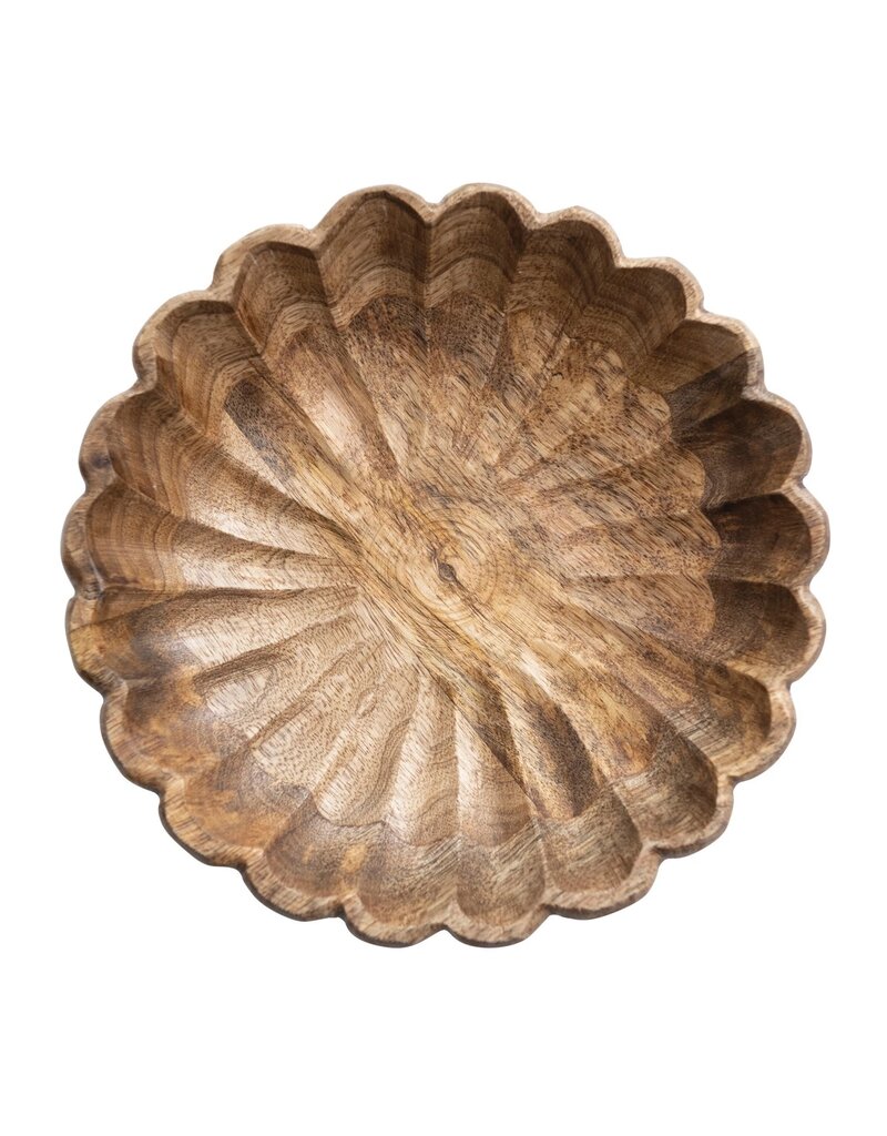 Heirloom Mango Wood Scalloped Bowl