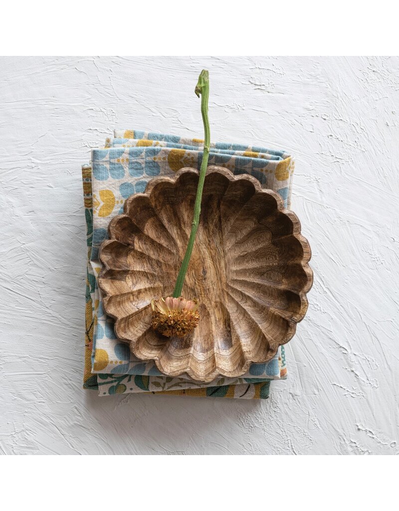 Heirloom Mango Wood Scalloped Bowl