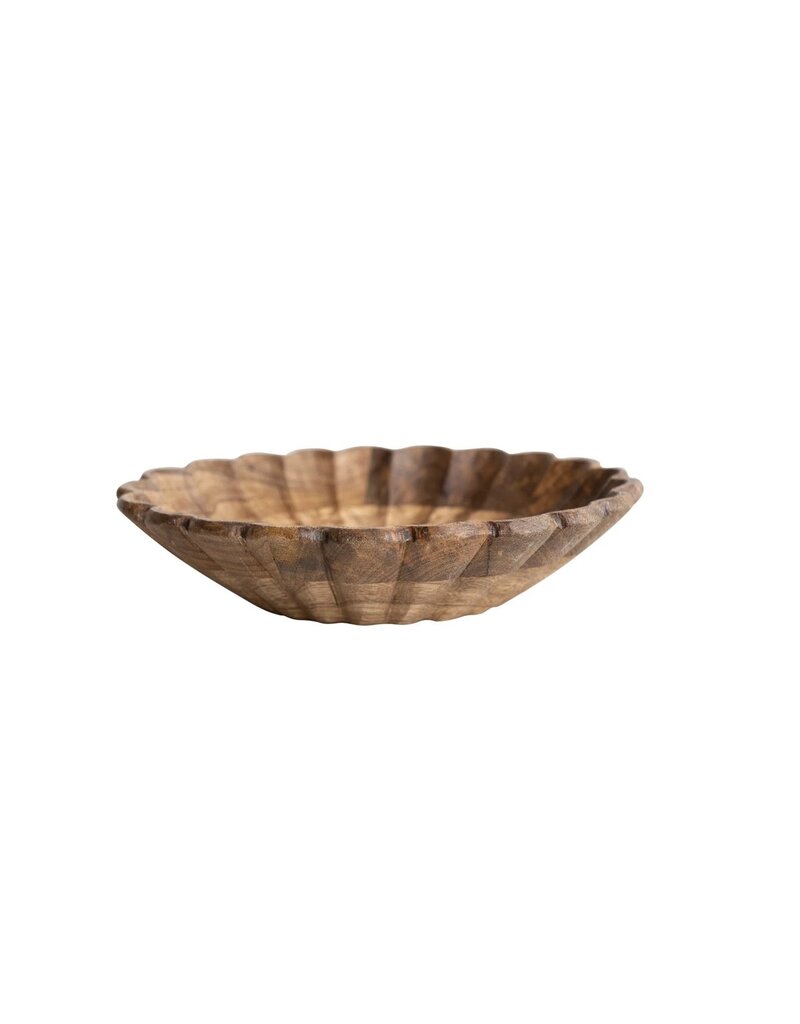 Heirloom Mango Wood Scalloped Bowl