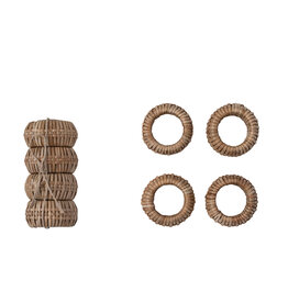 At The Table Rattan Napkin Rings - Set of 4