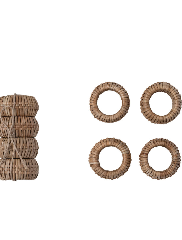 At The Table Rattan Napkin Rings - Set of 4