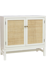 Raffia White Two Door Cabinet with Raffia Panels