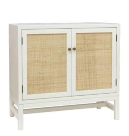 Raffia White Two Door Cabinet with Raffia Panels