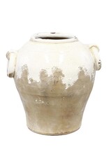 AB Floral 10.25" Hand Thrown Round Jar w/handles