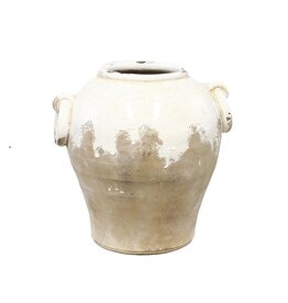 AB Floral 10.25" Hand Thrown Round Jar w/handles