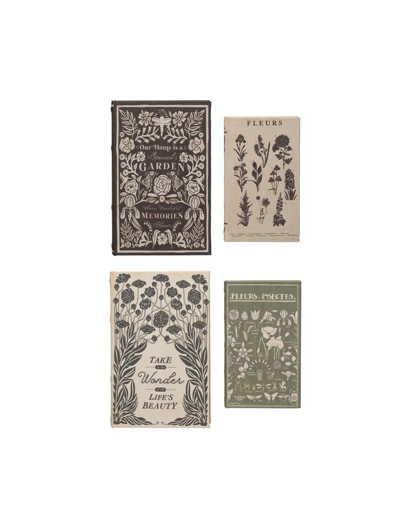 Secret Garden MDF and Canvas Book Storage Boxes,  2 Styles, (Set of 2)