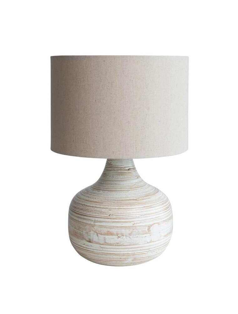 Sanctuary Bamboo Lamp w/ Linen Shade, Whitewashed