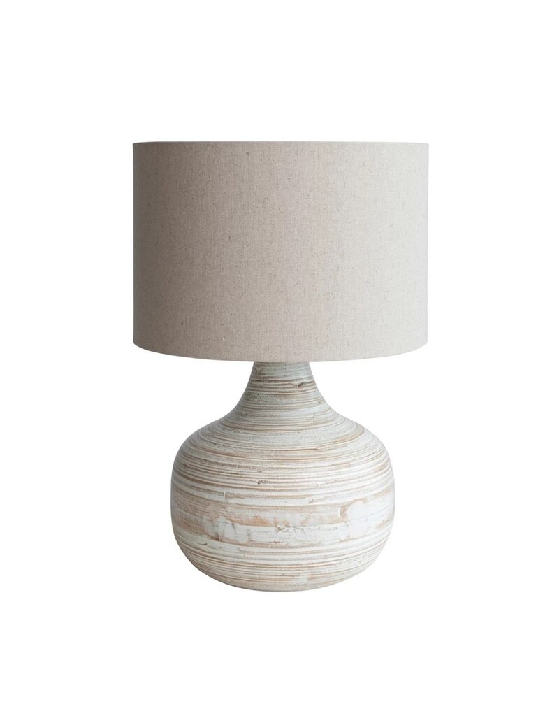Sanctuary Bamboo Lamp w/ Linen Shade, Whitewashed