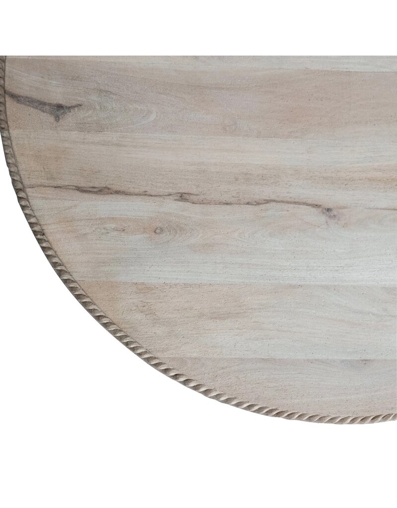 Sunset Villa Round Carved Mango Wood Table, Bleached
