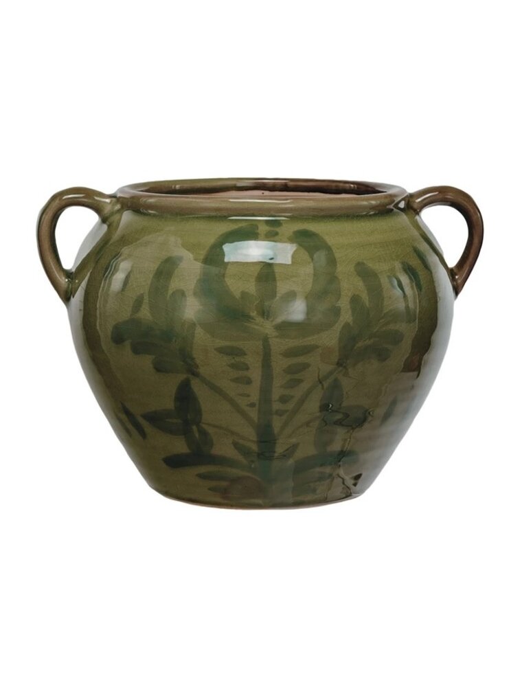 Sunset Villa Hand-Painted Terra-cotta Urn w/ Handles