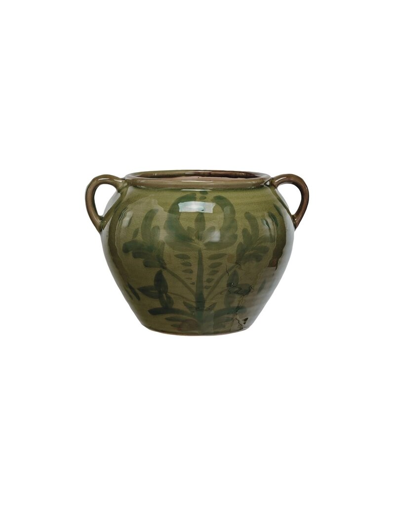 Sunset Villa Hand-Painted Terra-cotta Urn w/ Handles