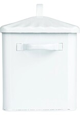 Meadow Enameled Metal Box w/ Lid & Handles "Bread", White & Blue