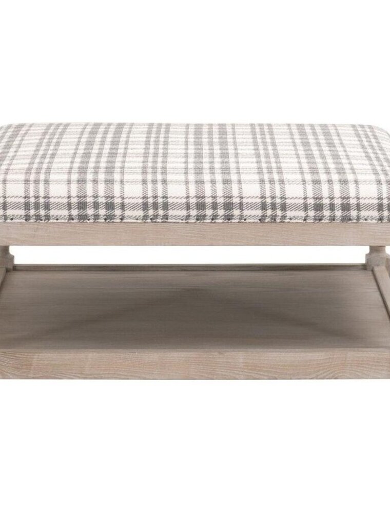 Townsend Upholstered Coffee Table, Performance Tartan, Nat Grey Ash