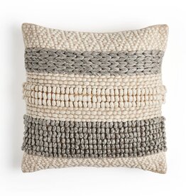 Four Hands Grey Textured Stripe Pillow, 20" x 20"