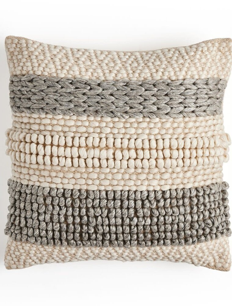 Four Hands Grey Textured Stripe Pillow, 20" x 20"