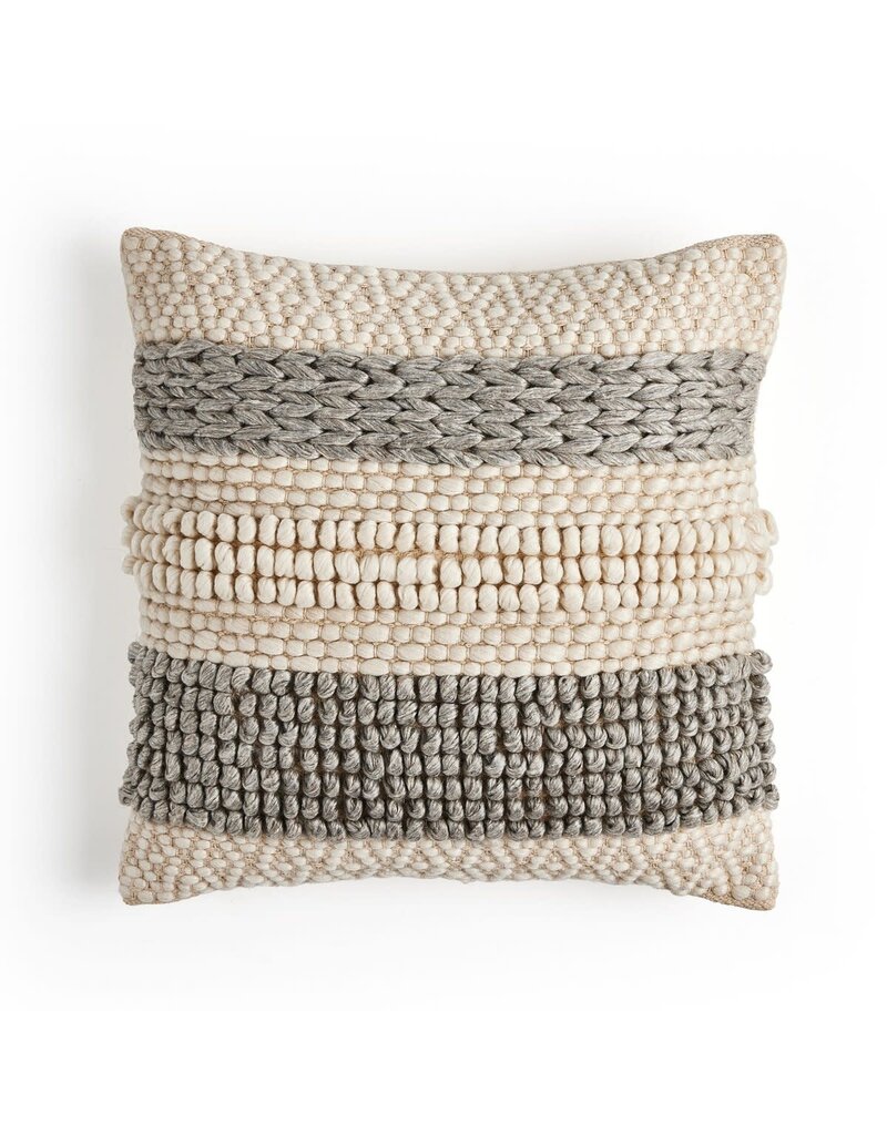 Four Hands Grey Textured Stripe Pillow, 20" x 20"