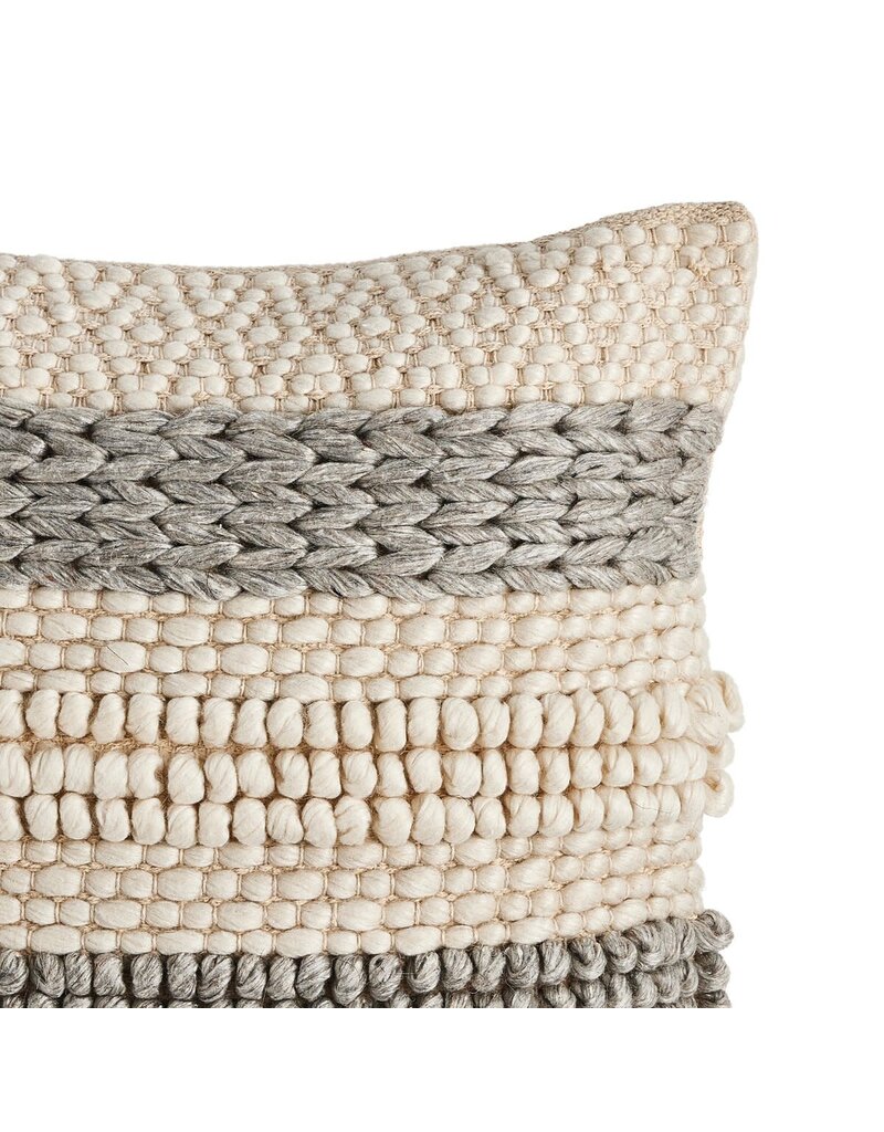 Four Hands Grey Textured Stripe Pillow, 20" x 20"