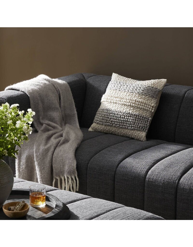 Four Hands Grey Textured Stripe Pillow, 20" x 20"