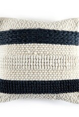 Four Hands Navy Textured Strip Pillow, 20" x 20"