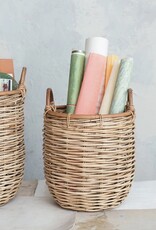 Sunset Villa Set of 2 Hand-Woven Rattan Baskets w/ Handles, Natural