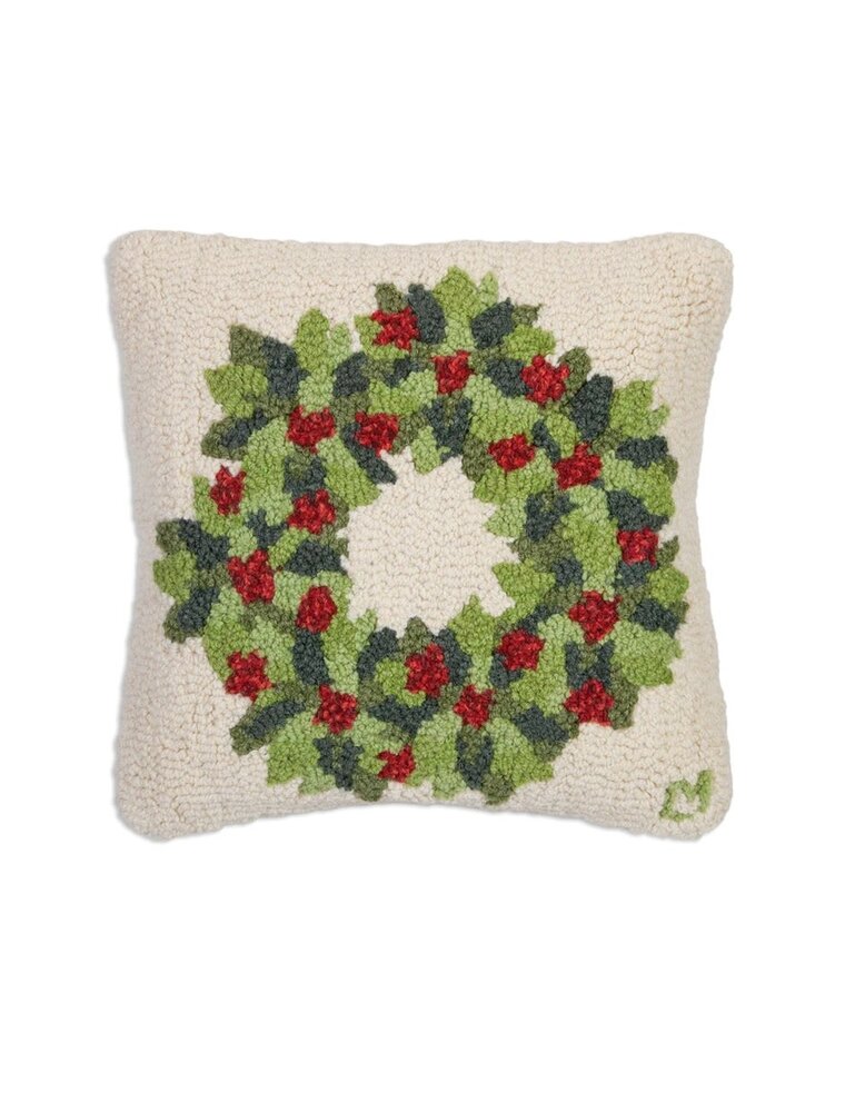 Chandler 4 Corners 18" x 18" Berries & Leaves Wreath Pillow
