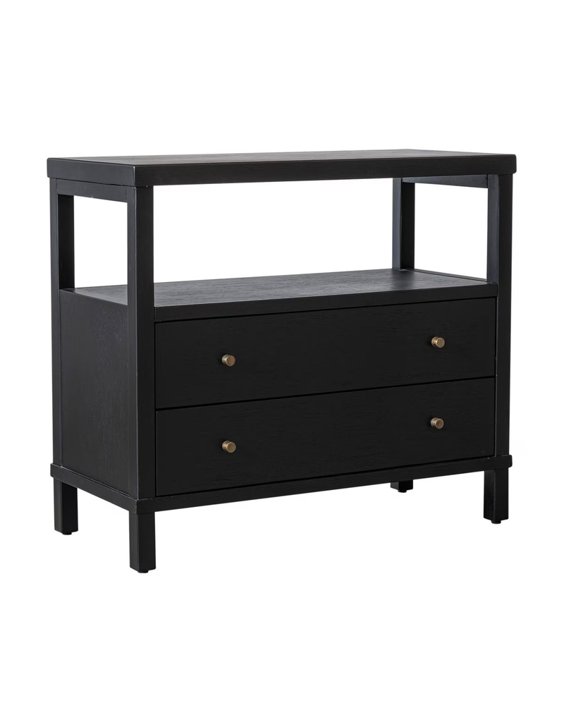 Egypt Sherrod Gemma 2 Drawer Nightstand w/Open Storage, Black