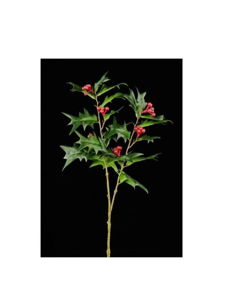 AB Floral 21" Holly Berry Leaf Spray