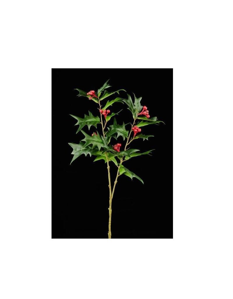 AB Floral 21" Holly Berry Leaf Spray