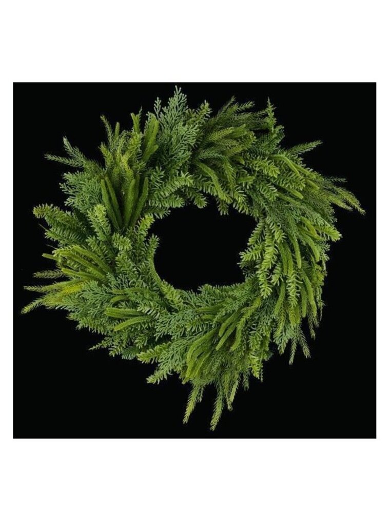 AB Floral 30" Dia Mixed Christmas Green Wreath