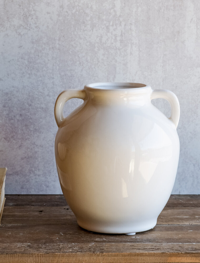 PD Home 7" White Handle Vase