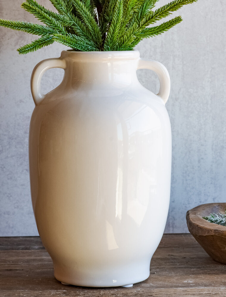 PD Home 10" White Handle Vase