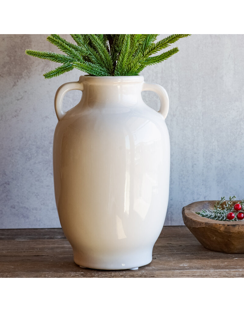 PD Home 10" White Handle Vase
