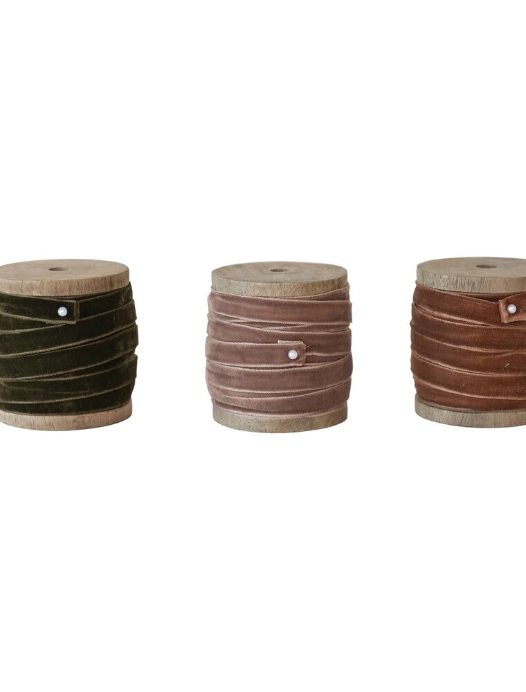 Christmas Market Velvet Ribbon on Spool - 3 colors, EACH