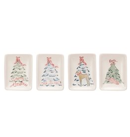 Merry Bistro Stoneware Dish w/Christmas Sayings, 4 Styles, EACH
