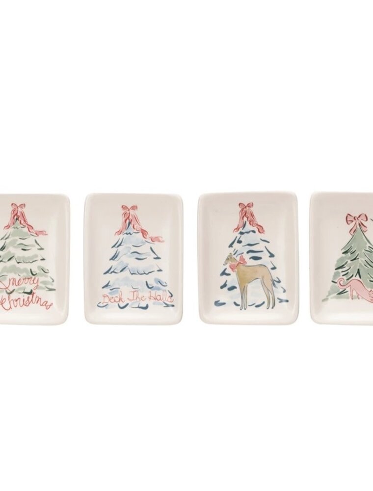 Merry Bistro Stoneware Dish w/Christmas Sayings, 4 Styles, EACH