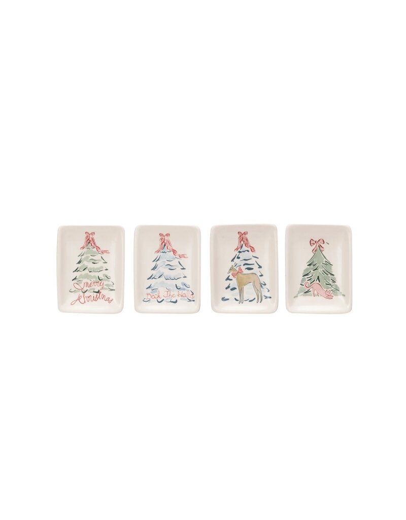 Merry Bistro Stoneware Dish w/Christmas Sayings, 4 Styles, EACH