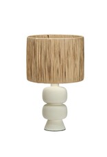 Raffia Stoneware Lamp w/ Raffia Shade