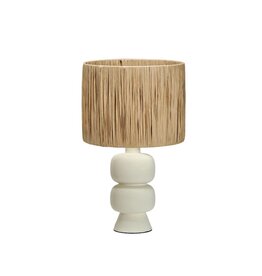Raffia Stoneware Lamp w/ Raffia Shade